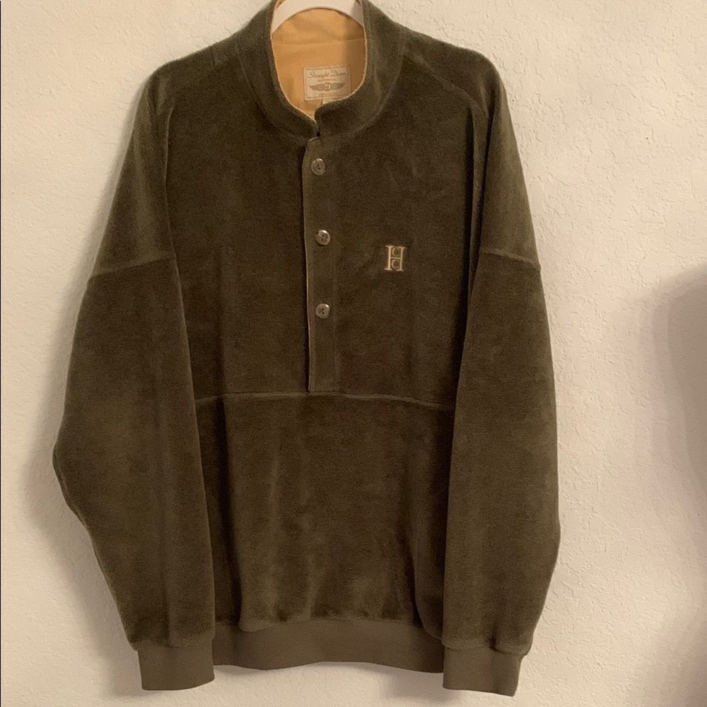 Straight Down Fleece Olive Green Sweater Men’s Pullover Made in USA Size XXL